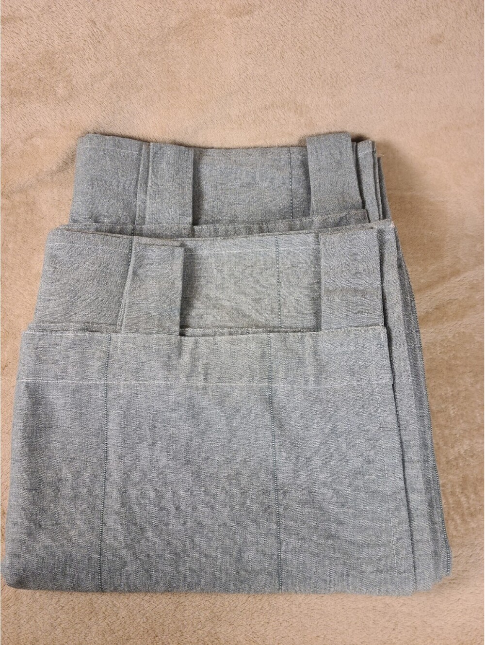 Ikea LENDA Curtain Panels Turquoise Grey Chambray Tab Top 55 x 98”